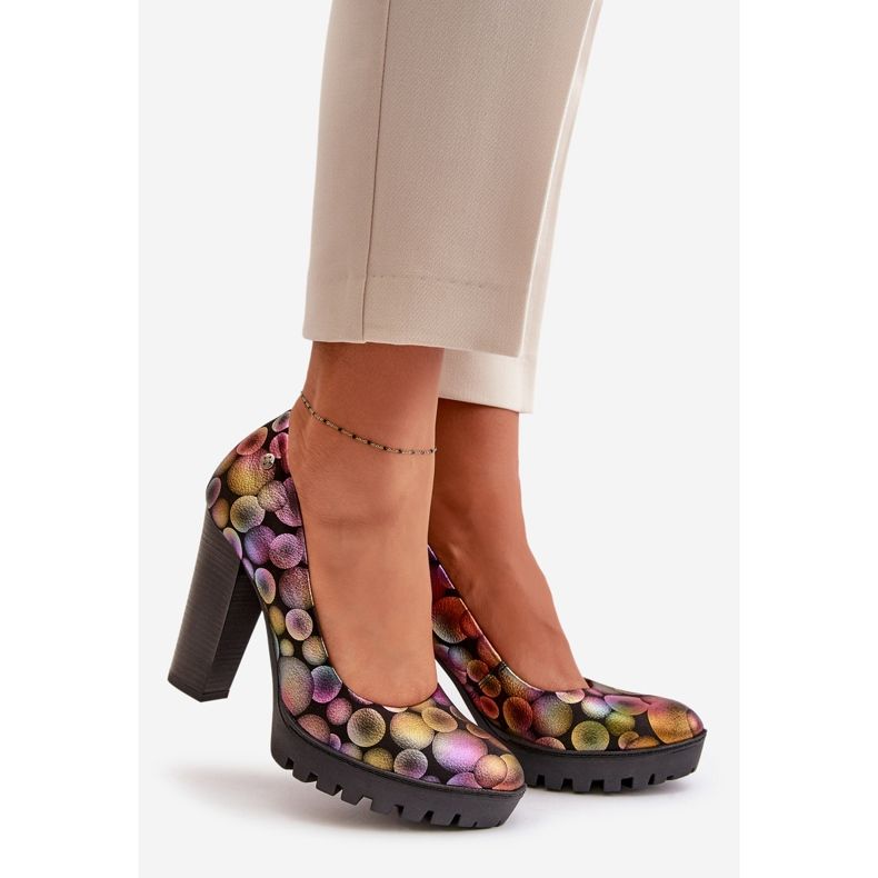 Pompe din piele cu toc înalt Maciejka 02629-39 Multicolor negru 1