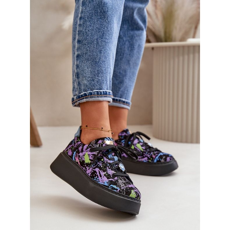 Pantofi sport din piele pe platformă Maciejka 06191-05 Mov negru 2 Pantofi sport din piele pe platformă Maciejka 06191-05 Mov negru 2