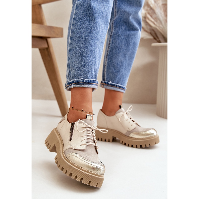 Pantofi de dama din piele naturala Bej Maciejka 06177-04 2