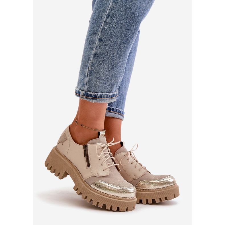 Pantofi de dama din piele naturala Bej Maciejka 06177-04 1