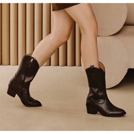 Marco Shoes Cizme de cowboy din piele naturală neagră negru 1