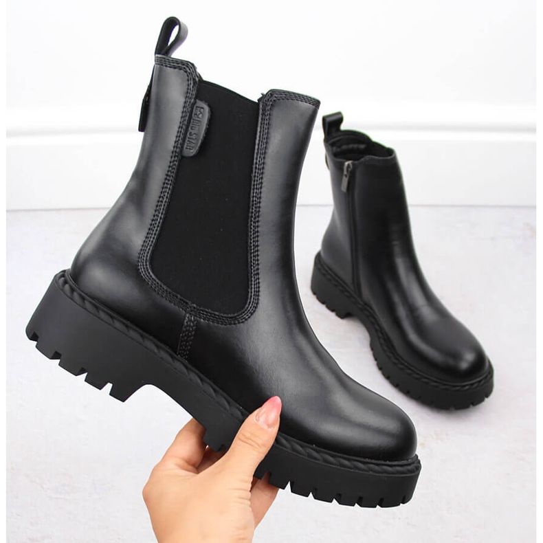 Cizme Chelsea de damă din piele, izolate negre Big Star OO274109 negru 1 Cizme Chelsea de damă din piele, izolate negre Big Star OO274109 negru 1