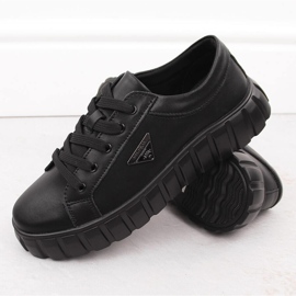 Pantofi de dama piele neagra pe platforma Filippo DP4670 negru 3