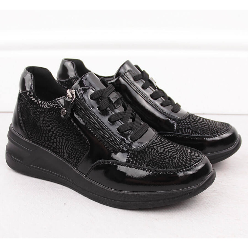 Pantofi cu pană de damă din piele neagră Filippo DP6352 negru 2