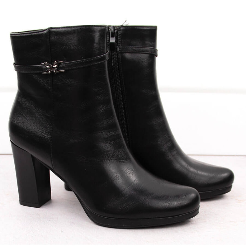 M. DASZYŃSKI Botine izolate negre de damă M.Daszyński AF125-22 negru 2