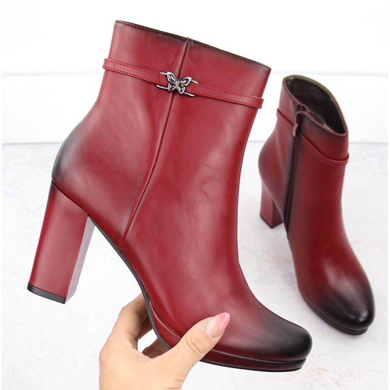 M. DASZYŃSKI Botine de damă roșii izolate M.Daszyński AF125-22 roșu 1