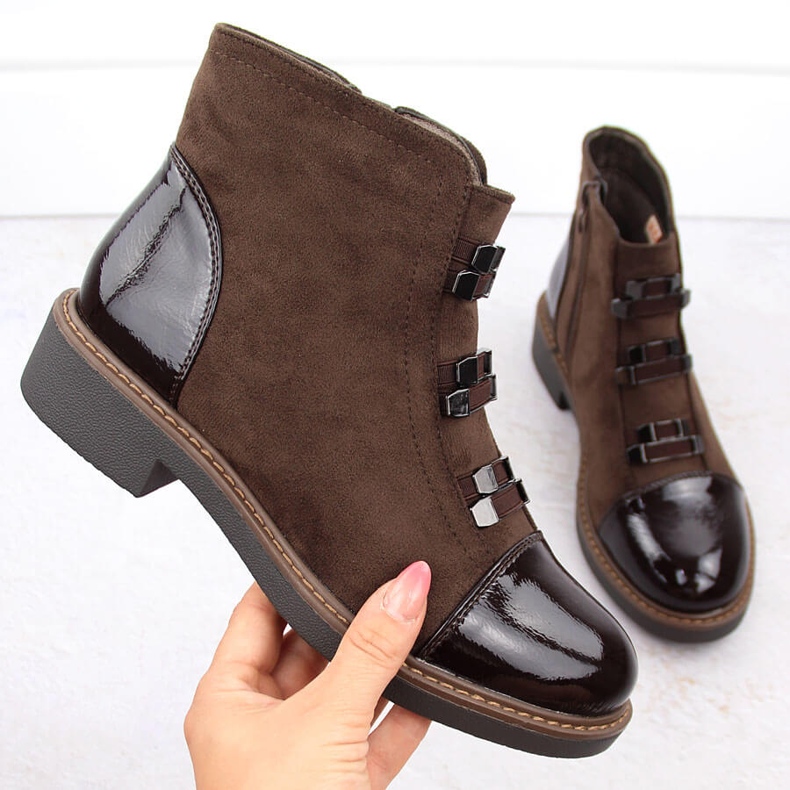 M. DASZYŃSKI Cizme maro izolate de piele intoarsa de dama M.Daszyński SA252-4 1