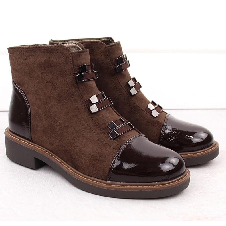 M. DASZYŃSKI Cizme maro izolate de piele intoarsa de dama M.Daszyński SA252-4 2