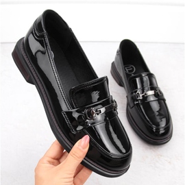 Pantofi de dama din piele lacuita neagra Filippo DP6306/24 negru 1