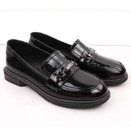 Pantofi de dama din piele lacuita neagra Filippo DP6306/24 negru 2