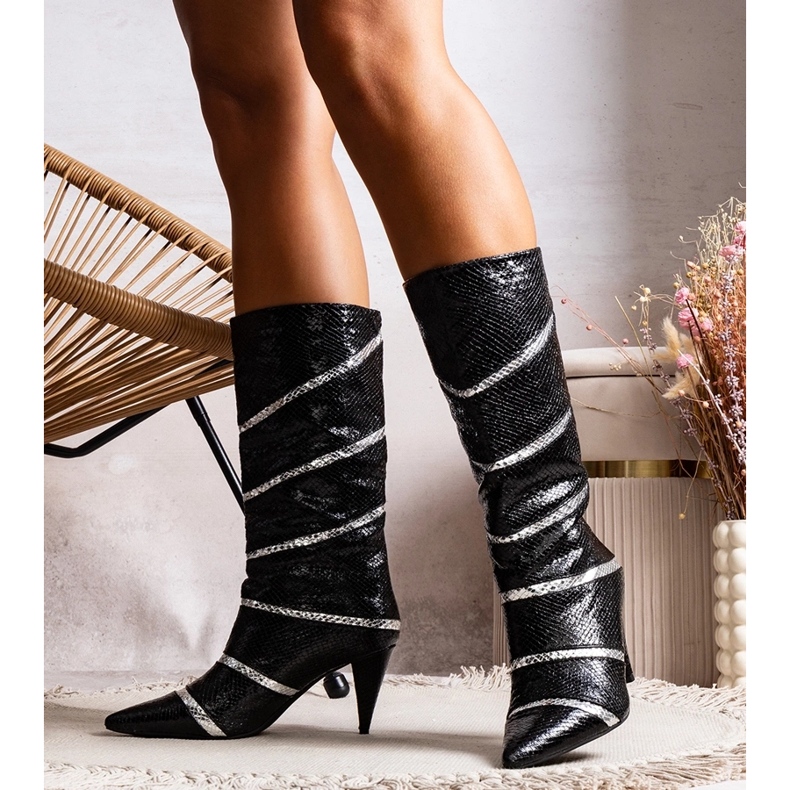 Cizme izolate Nevzo negre și argintii negru 1