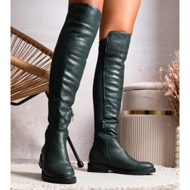 Cizme lungi verzi din piele ecologica Polmapina verde 1