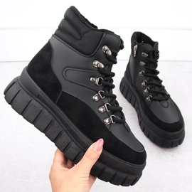 Cizme negre de damă cu platformă groasă News 7928 negru 1