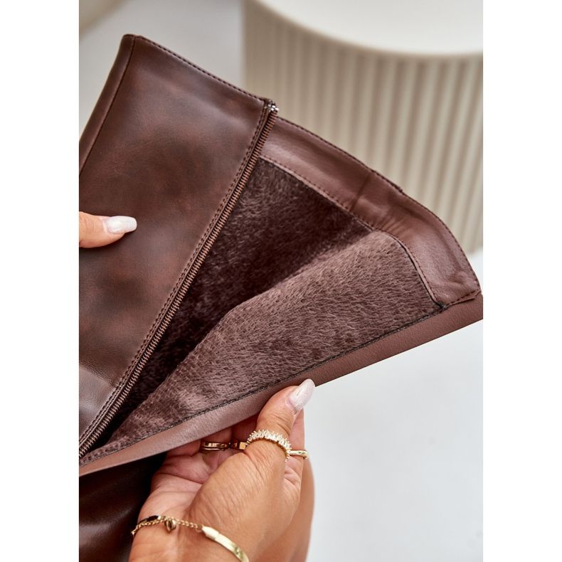 Cizme Izolatoare Dama Cu Fermoar Piele Eco Maro Tialethe 2