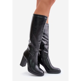 Cizme peste genunchi din piele ecologică cu toc, Riamaya negru 1 Cizme peste genunchi din piele ecologică cu toc, Riamaya negru 1