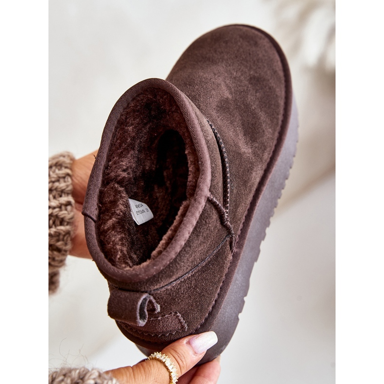 Cizme de zapada dama din piele intoarsa cu platforma maro Nereviana 2