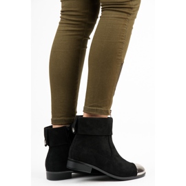 Ideal Shoes Botine din piele de căprioară cu fermoar negru 2