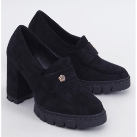 Mocasini negri cu toc și platformă Lains negru 1