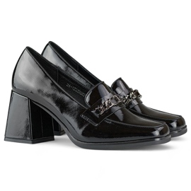 Pantofi negri eleganti lacuiti cu toc inalt negru 1