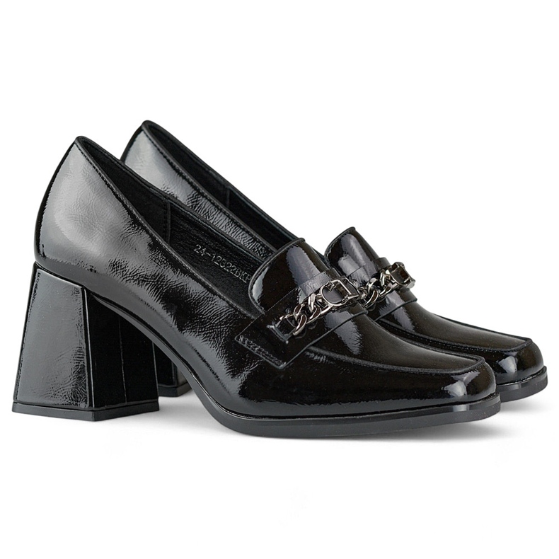 Pantofi negri eleganti lacuiti cu toc inalt negru 1