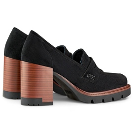 Mocasini cu toc inalt de dama de culoare neagra negru 1 Mocasini cu toc inalt de dama de culoare neagra negru 1