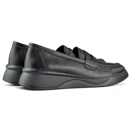 Pantofi de dama clasici din piele neagra pe o platforma confortabila negru 1 Pantofi de dama clasici din piele neagra pe o platforma confortabila negru 1