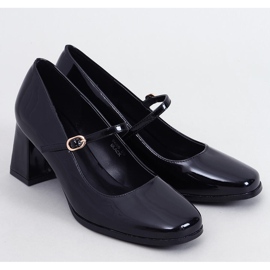 Papuci cu toc inalt Maddoi Black patent negru 1