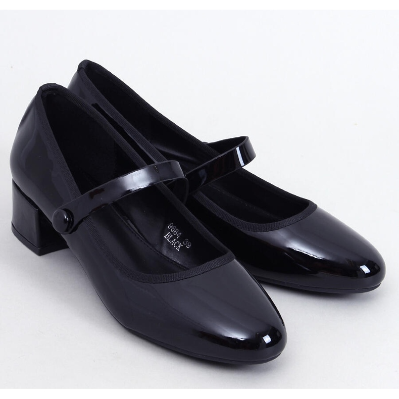 Balerini cu toc înalt Weinis Black patent negru 1