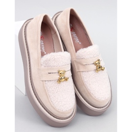Mocasini Anisha Beige cu platforma din shearling bej 1