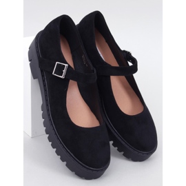 Balerini Holmess Black cu bretele cu platformă negru 1