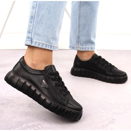 Pantofi de dama piele neagra pe platforma Filippo DP4670 negru 6