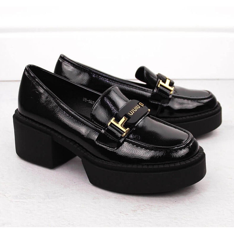 Mocasini de dama din piele lacuita cu toc inalt, negru, Vinceza 58313 2 Mocasini de dama din piele lacuita cu toc inalt, negru, Vinceza 58313 2