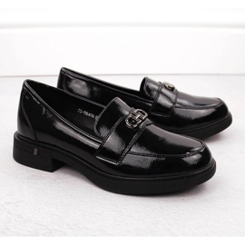 Mocasini de dama din piele lacuita, negru, Vinceza 58409 2