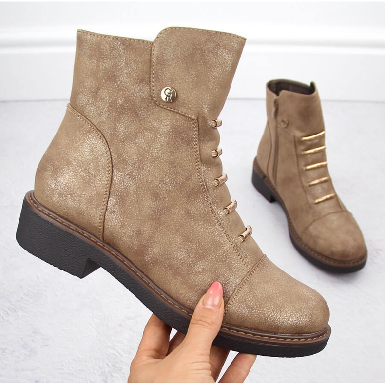 Botine de dama aurii izolate Jezzi ASA252-5 de aur 1