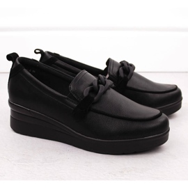 Pantofi de dama din piele cu lant, negri Sergio Leone PB231-S negru 2