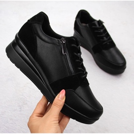 Tenisi de damă din piele, negri Sergio Leone PB236-S negru 1 Tenisi de damă din piele, negri Sergio Leone PB236-S negru 1