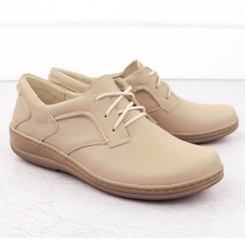 Pantofi confortabili din piele de dama bej Helios 715 2