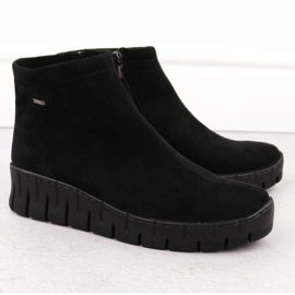 Cizme de dama din piele intoarsa neagra Helios 506P negru 2