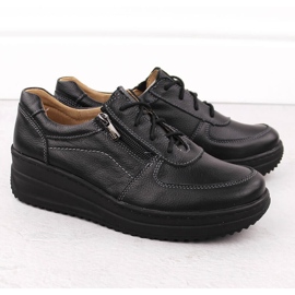 Pantofi comozi de damă din piele neagră Helios 419 negru 2