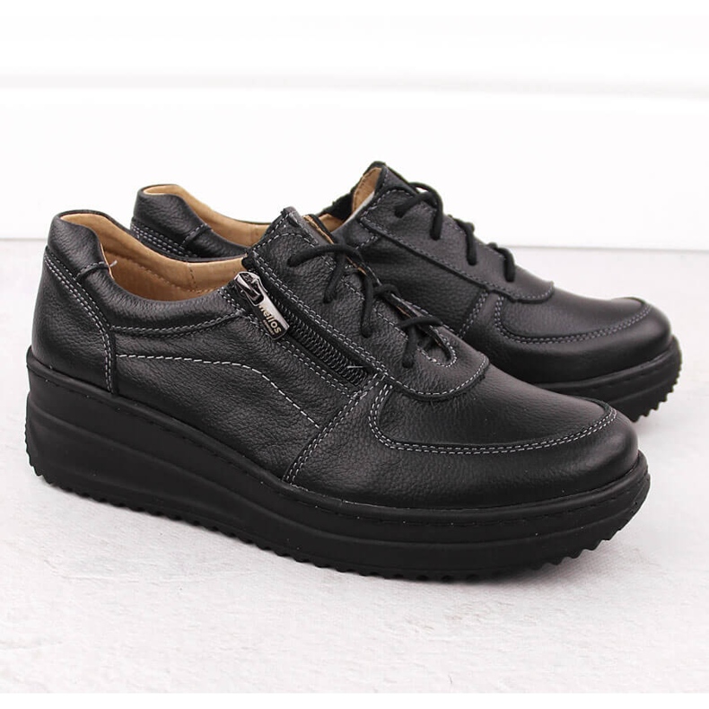 Pantofi comozi de damă din piele neagră Helios 419 negru 2