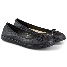 Balerini de dama de culoare neagra cu brant din piele, pantofi confortabili de dama negru 1