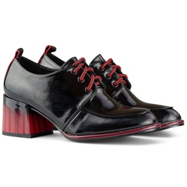 Botine negre lacuite pe toc rosu, pantofi eleganti de dama negru 1