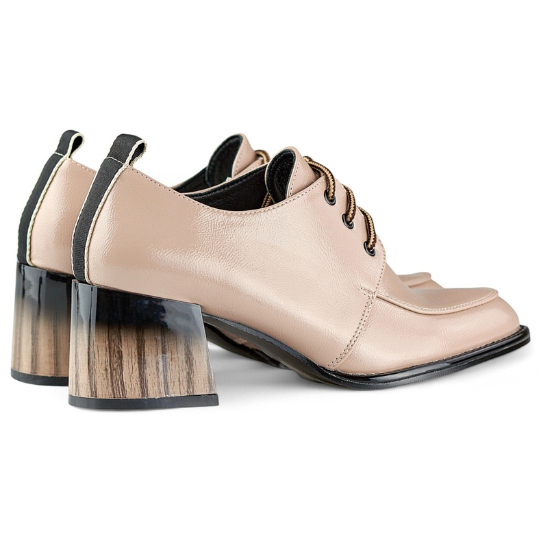 Botine bej lacuite pe toc rosu, pantofi eleganti de dama 1