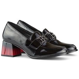 Pantofi negri lacuiti cu toc confortabil, pantofi dama negru 1 Pantofi negri lacuiti cu toc confortabil, pantofi dama negru 1