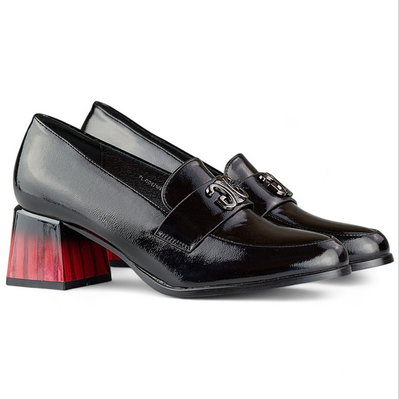 Pompi de dama negri lacuiti pe toc inalt, pantofi de dama negru 1