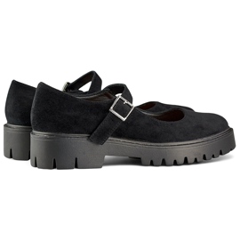 Pantofi de dama de piele intoarsa neagra cu inchidere cu catarama negru 1