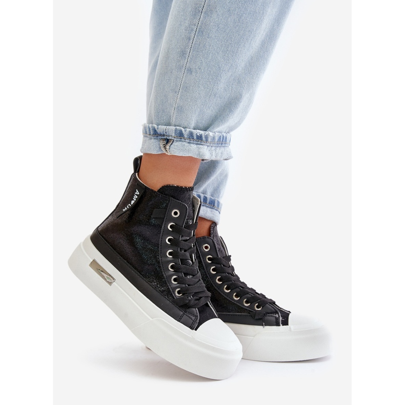 Pantofi de damă cu platformă înaltă, negri Averira negru 1