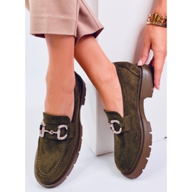 Mocasini Karins Green din piele intoarsa cu catarama verde 1 Mocasini Karins Green din piele intoarsa cu catarama verde 1