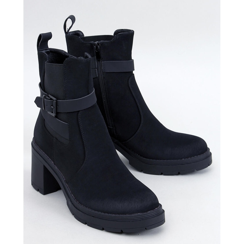 Botine confortabile cu toc înalt Tanish Black negru 1
