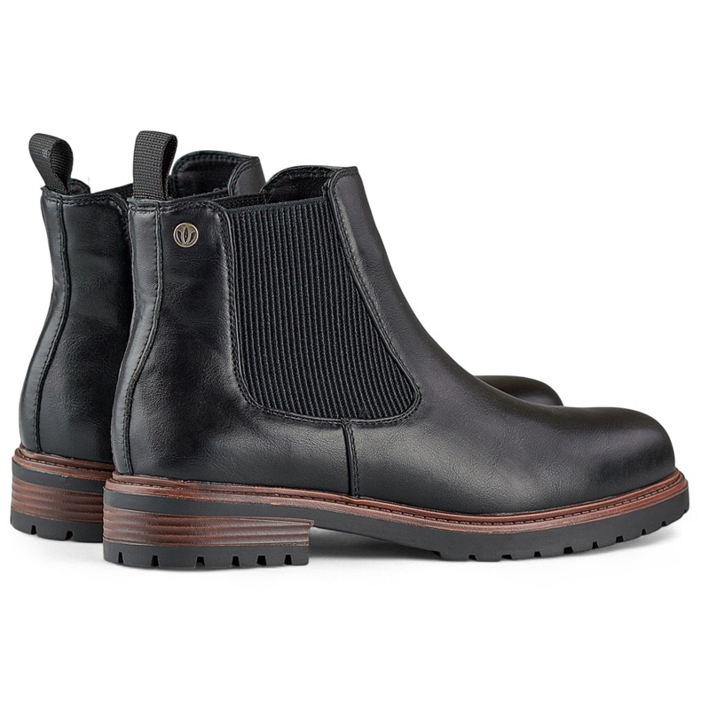 Cizme Chelsea de dama negre cu talpa plata negru 1